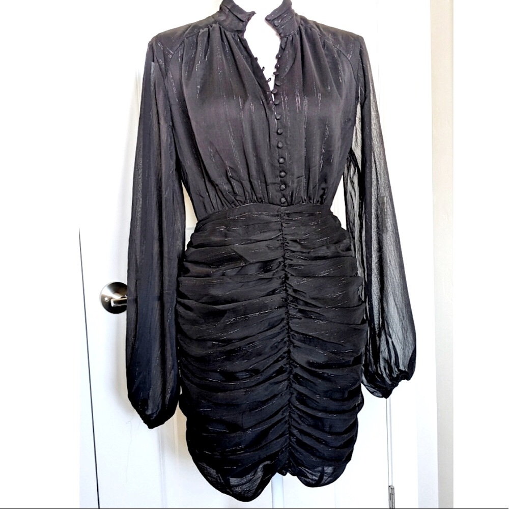 NWT House of Harlow 1960 Long Sleeve Ruched Mini Dress